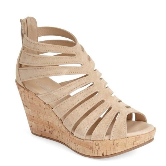 Cordani Shoes - Cordani Electra Wedge Sandal Suede Cork Tan